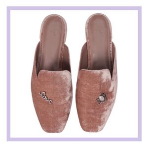 Joie Jadine Pink Velvet Flat Mules 8.5 NIB